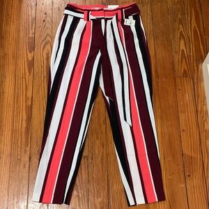 Express Multicolor Stripe Ankle High Rise Pant
